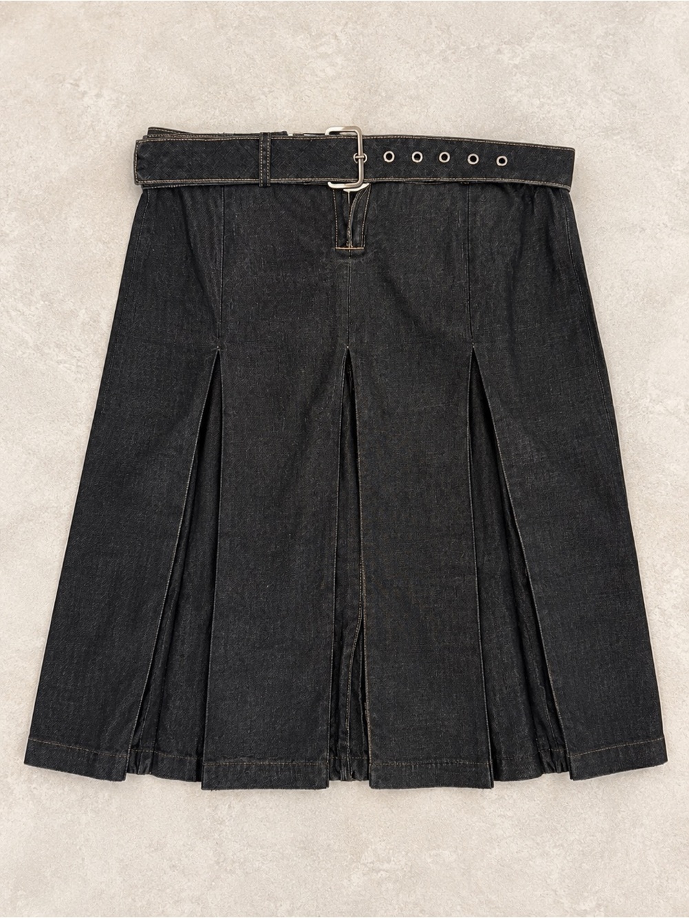 Vintage GAP 1969 Dark Denim Pleated Belted Skirt Size 4 Y2K (2003) NWT
